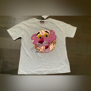 Brand new with tags Zara women’s Pink Panther white T-shirt in Size Small